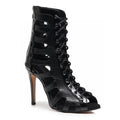 Hunter - Black Vegan Leather and Patent - Suede Sole - Dance Floor Only