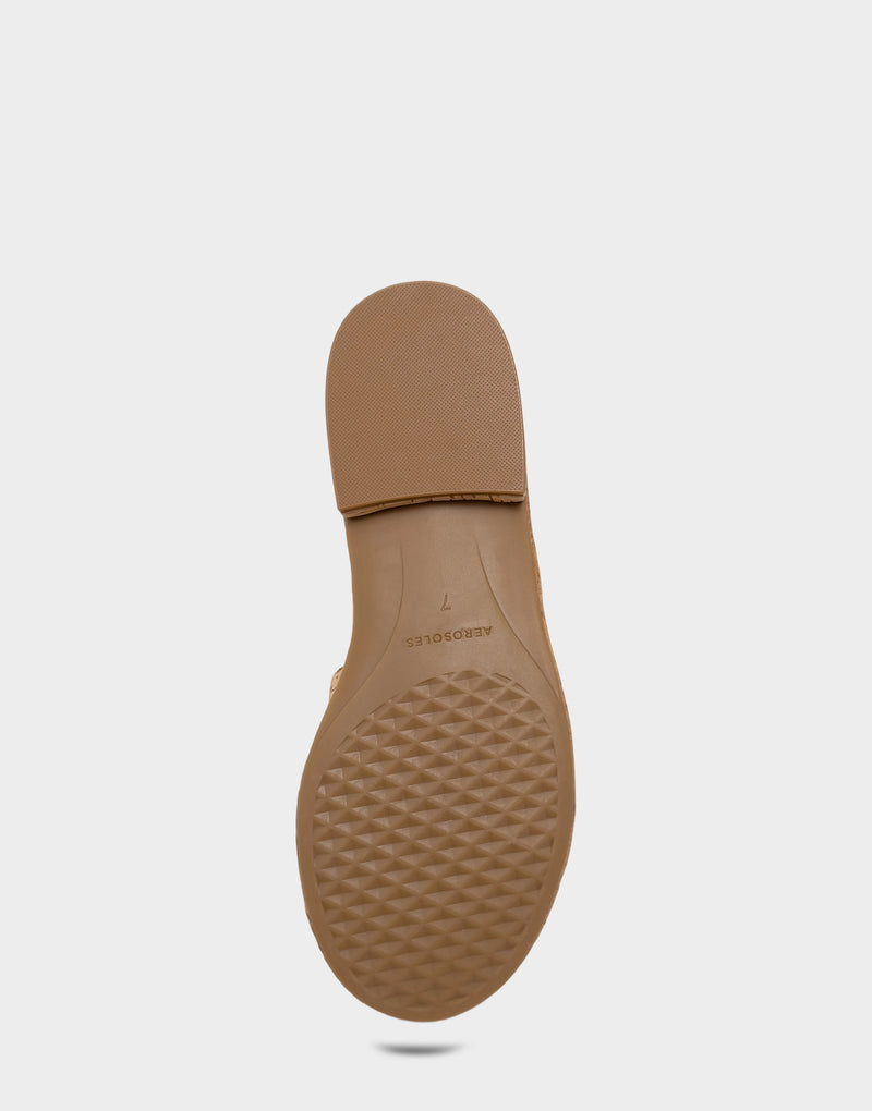 Comfortable Women's Flat Sandal in Natural Cork, sole view