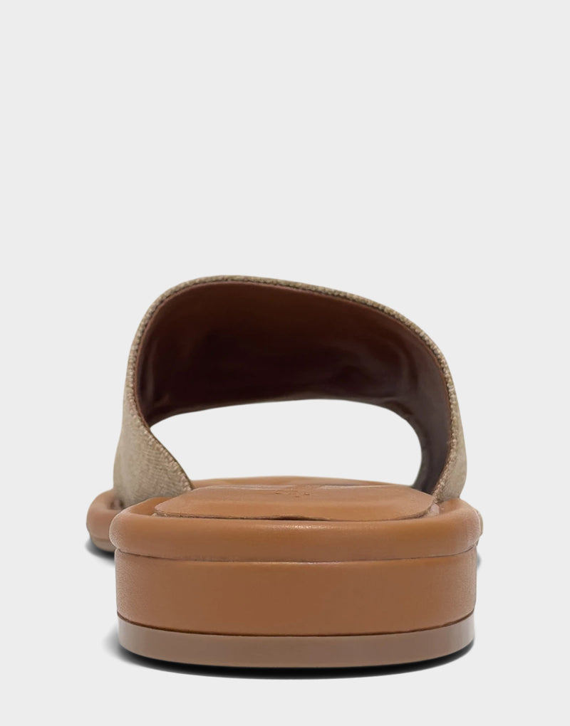Comfortable Women's Flat Sandal in Natural Linen, rear view