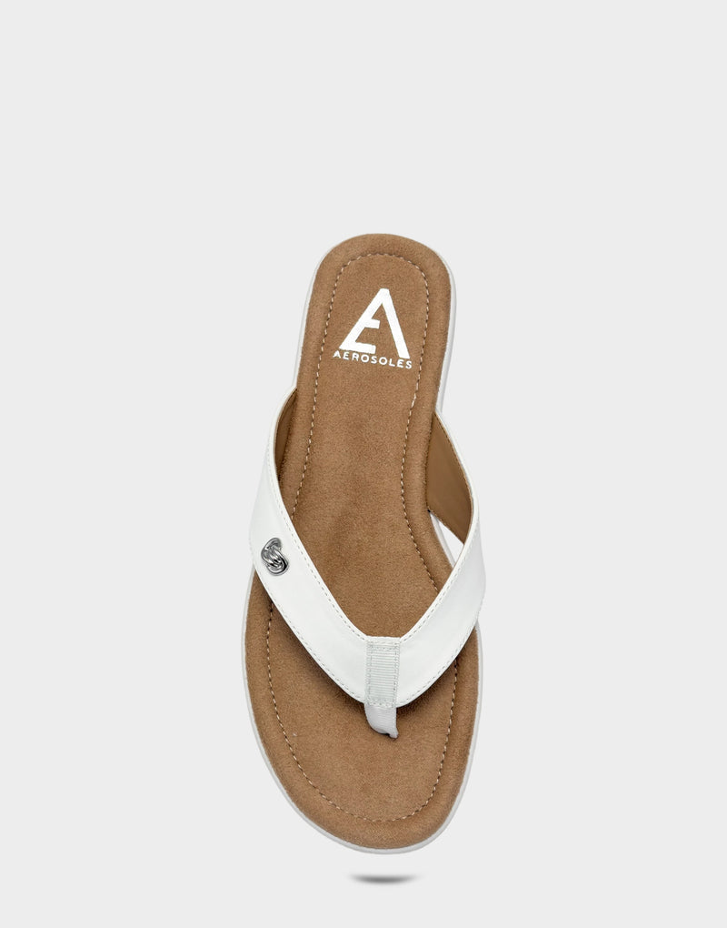 Comfortable Women's Sandal in White Faux Leather Full Front View