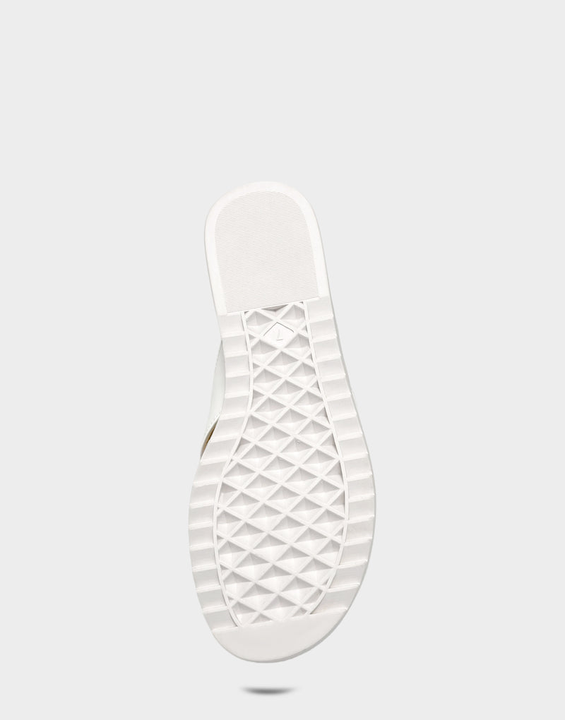 Comfortable Women's Sandal in White Faux Leather Bottom View