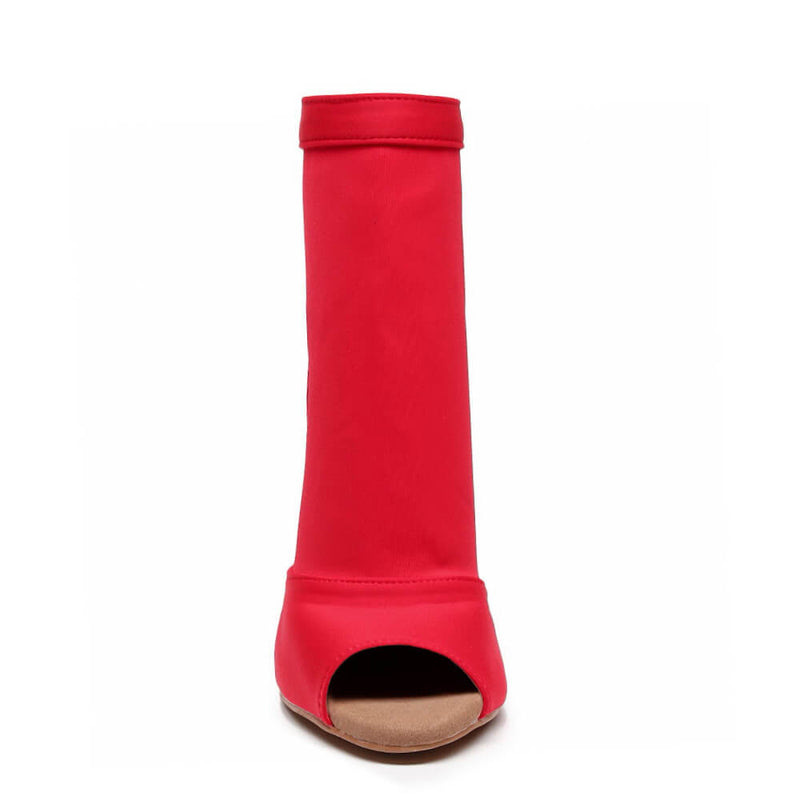 Mina - Red Lycra - Suede Sole
