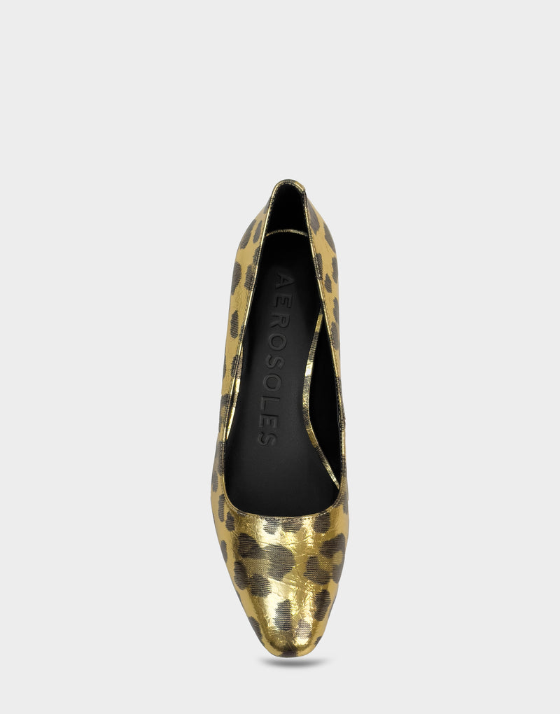 Comfortable Women's Pump In Animal Print Faux Leather Full Front View