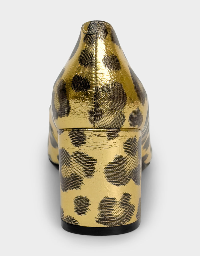 Comfortable Women's Pump In Animal Print Faux Leather Back View