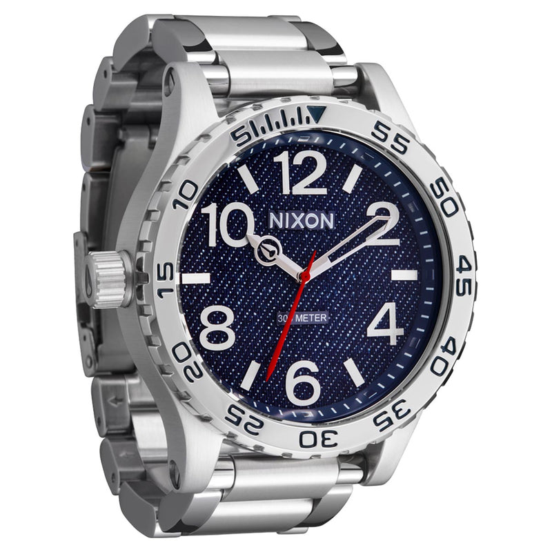 Nixon 51-30 Chrono Watch - Silver/Denim