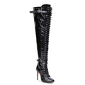 Omani Size Inclusive - Black Vegan Patent - Street Sole - Thigh Variant Five