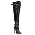Omani Size Inclusive - Black Vegan Patent - Street Sole - Thigh Variant Six