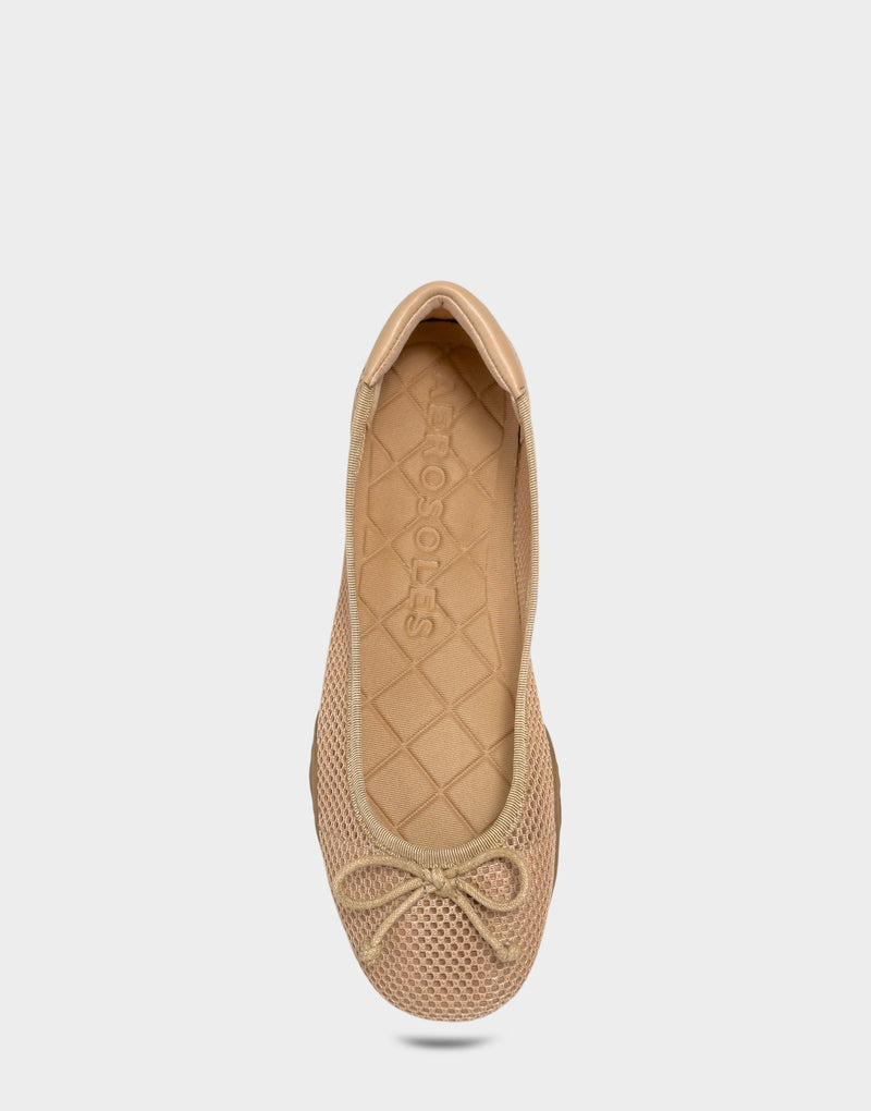 Comfortable Women's Sneaker in Natural Mesh Full Front View
