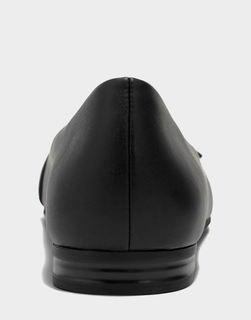 Comfortable Women's Casual Flat in Black Faux Soft Leather Faux Soft Leather, rear view