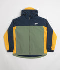 Pasteelo Hooded Windbreaker Jacket in Navy and Olive / Gold