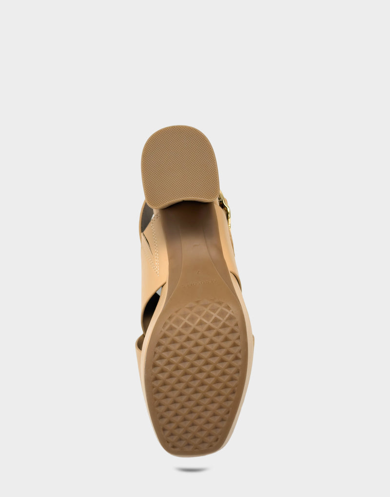 Comfortable Women's Platform Sandal in Natural Faux Leather Bottom View