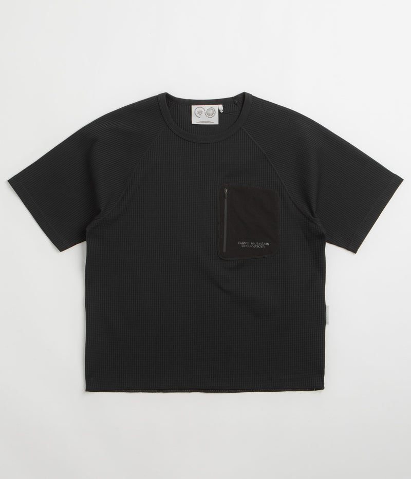 Purple Mountain Observatory Waffle Crew T-Shirt in Black