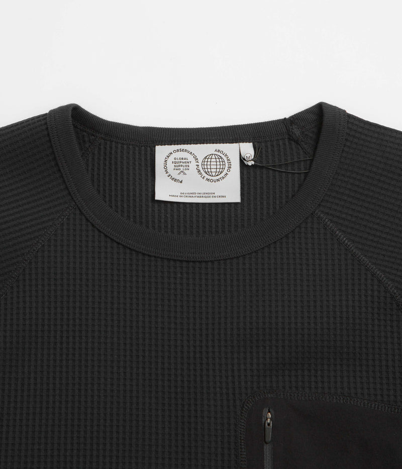 Purple Mountain Observatory Waffle Crew T-Shirt in Black