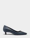 Comfortable Women's Kitten Heel in Navy Leather, side view