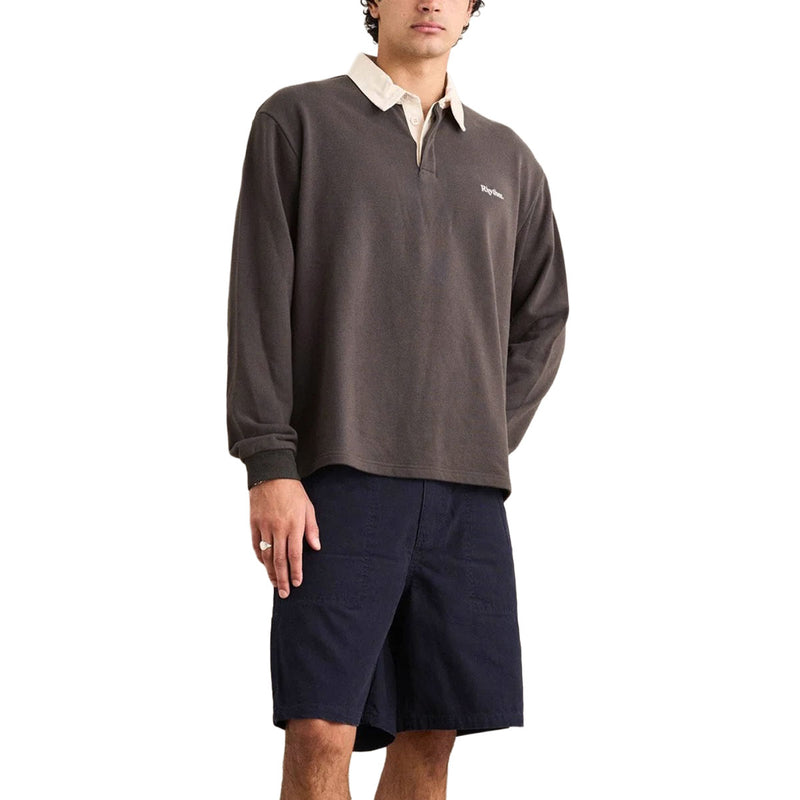 Rhythm Koa Vintage Rugby Long Sleeve Polo Shirt - Olive