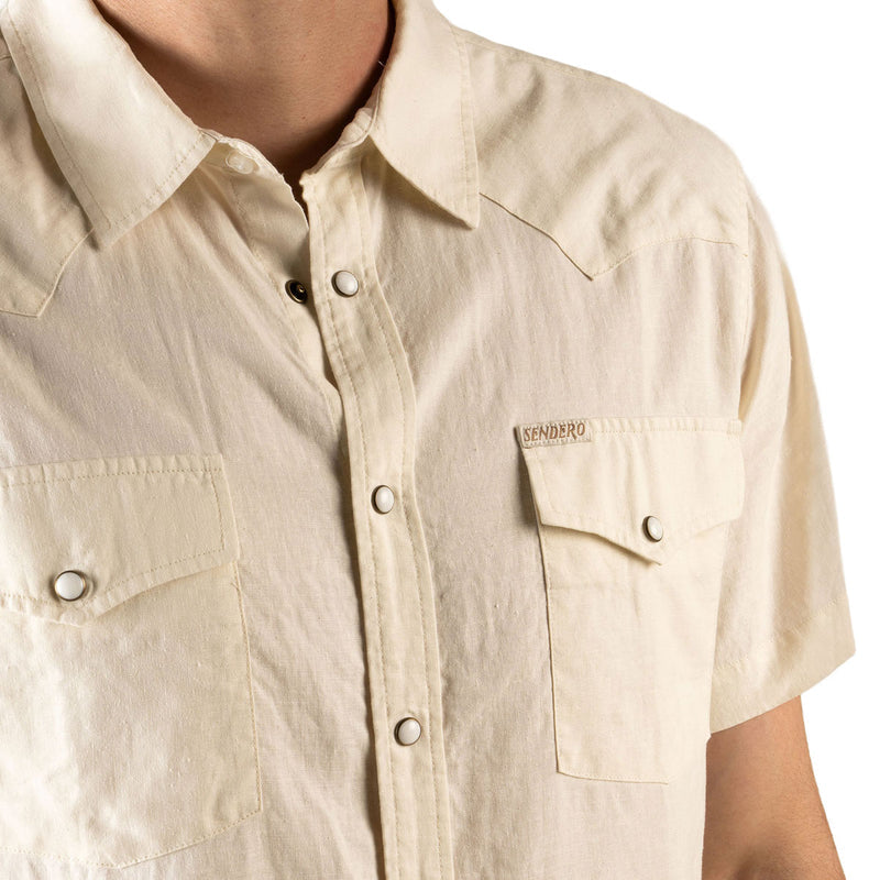 Sendero The Wyatt Pearl Snap Solid Shirt - Antique White