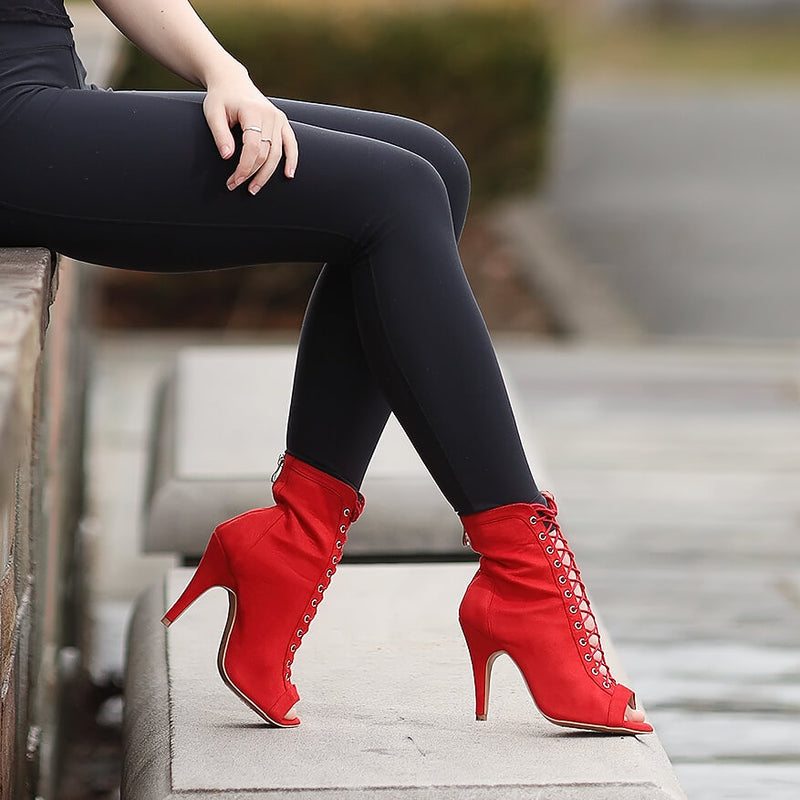 Sierralynn - Red Vegan Suede - Street Sole