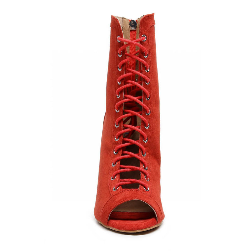 Sierralynn - Red Vegan Suede - Suede Sole - Dance Floor Only