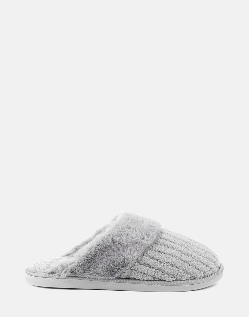 Comfortable Women's Slipper in Grey Fabric, side view