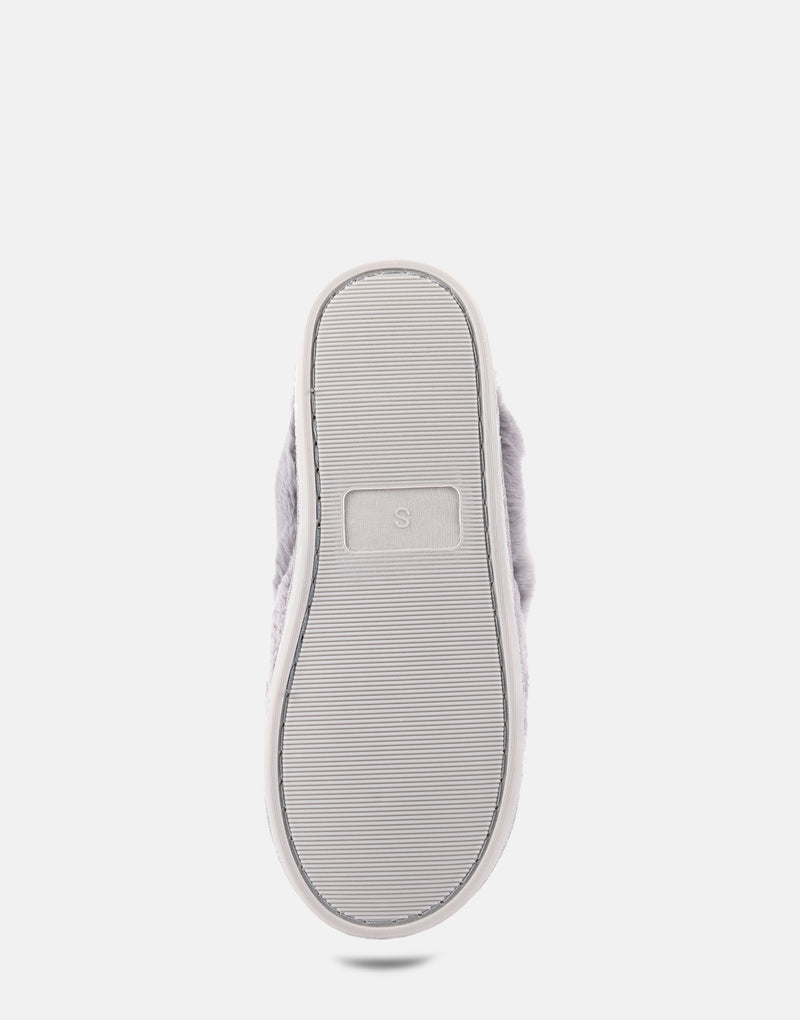 Comfortable Women's Slipper in Grey Fabric, sole view