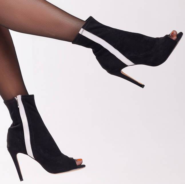 Speechless Ankle Bootie - Black Vegan Stretch Suede - Street Sole