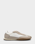 Comfortable Women's Sneaker in Bright White Mesh/Faux Leather, side view