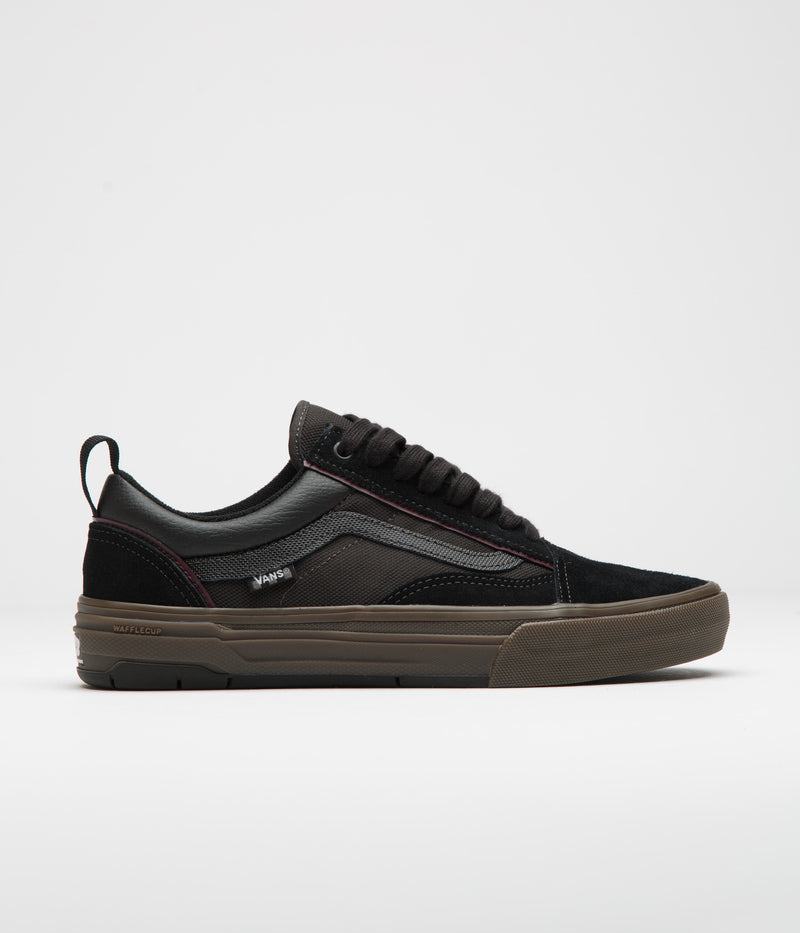 Vans Skate Old Skool Wafflecup Shoes in Black and Dark Gum
