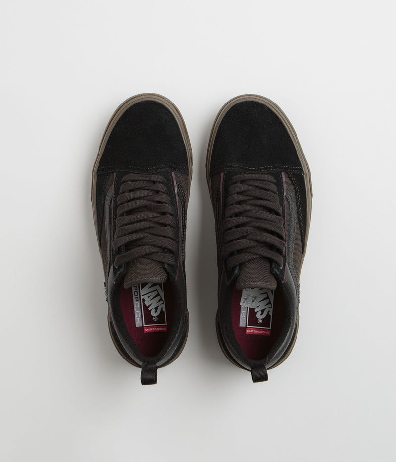 Vans Skate Old Skool Wafflecup Shoes in Black and Dark Gum