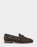 Comfortable Women's Dress Flat in Brown Faux Raffia Side View