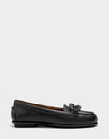 Comfortable Women's Casual Flat in Black Faux Soft Leather Faux Soft Leather Side View